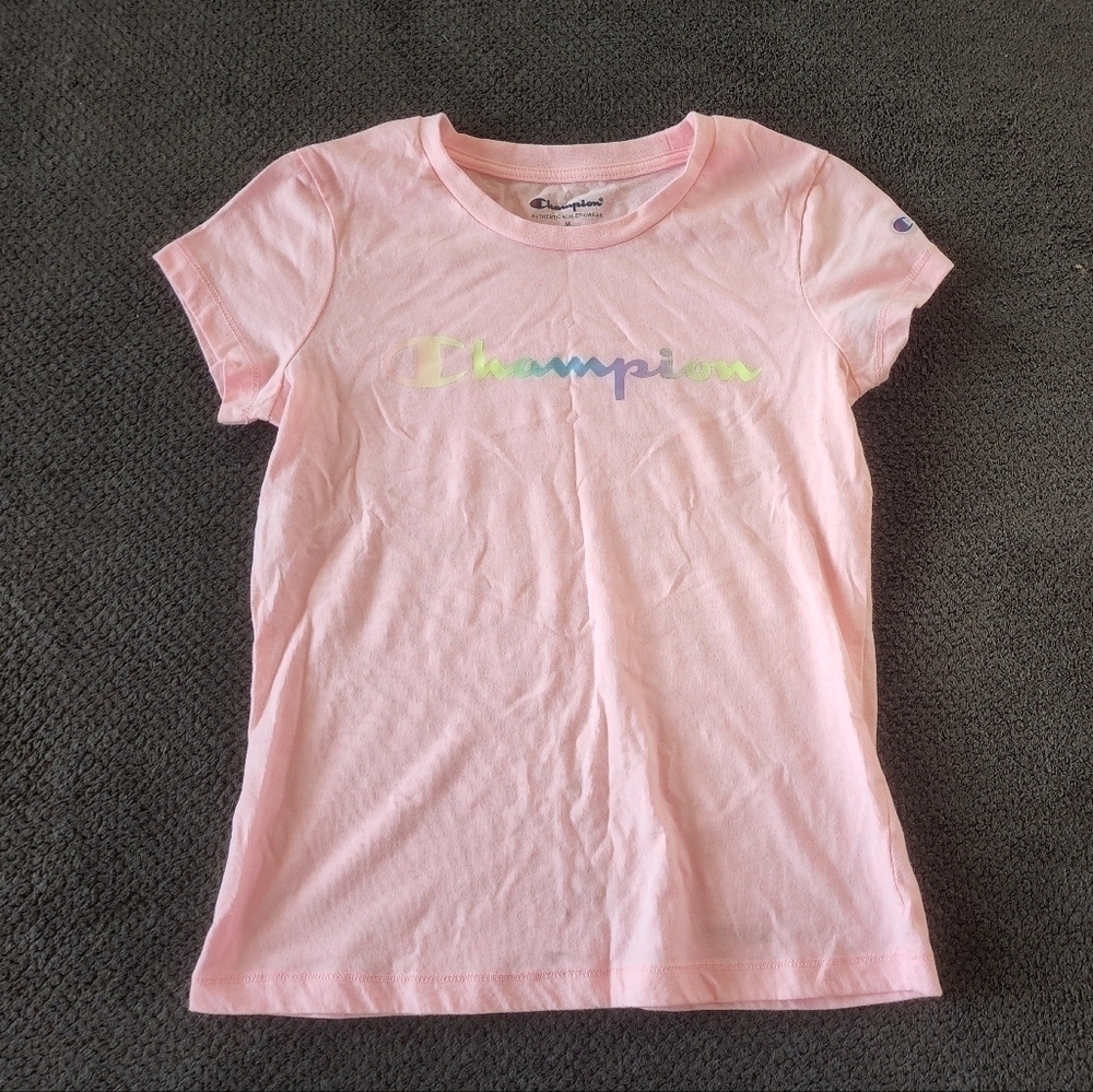 Girls Pink Champion T-Shirt Size Medium